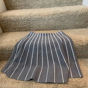 Gray and white striped skirt